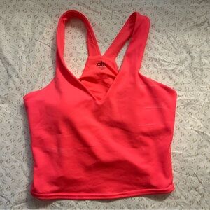 ALO Yoga Fluorescent Pink Coral Airbrush Real Bra Tank